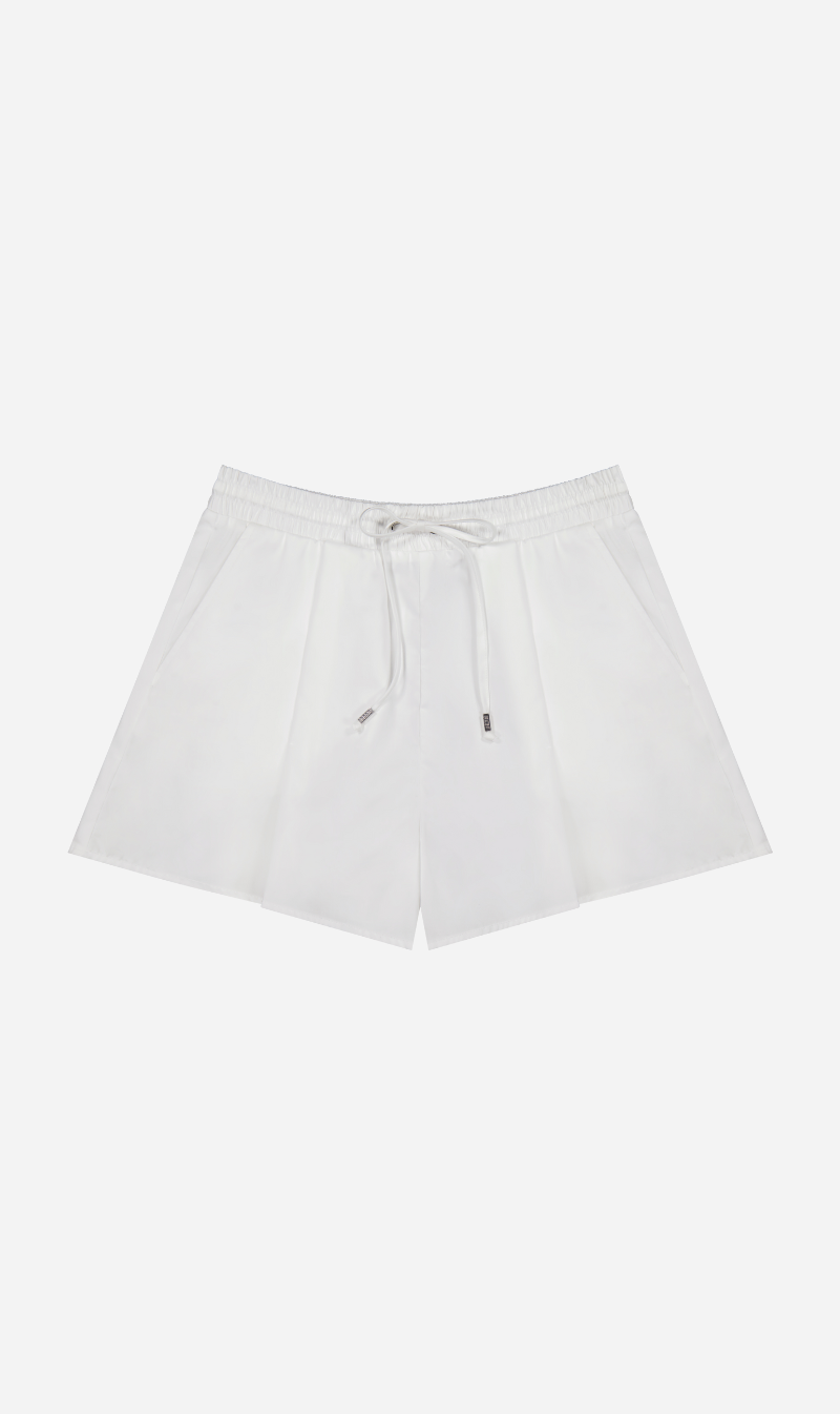Rebe | Cotton Drawstring Shorts - White
