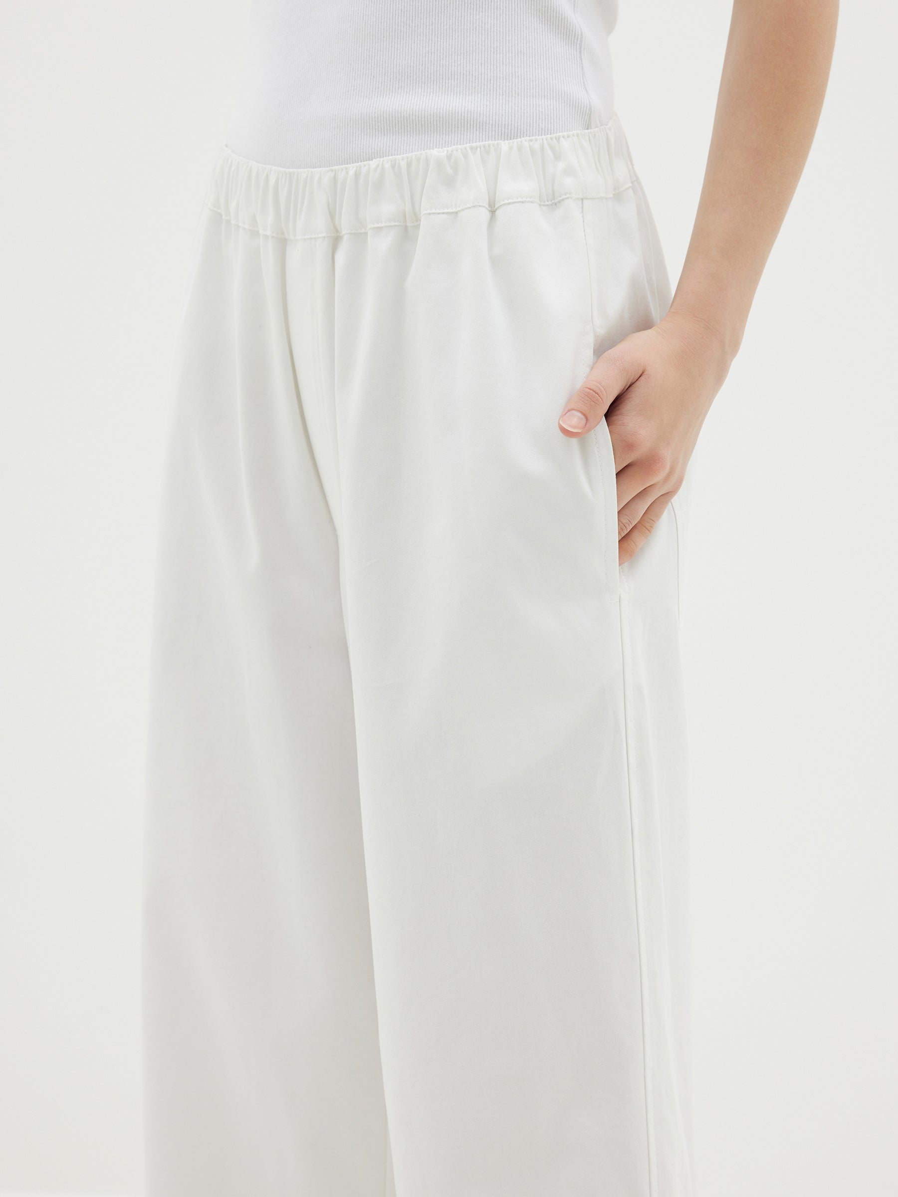 Bassike | Canvas Pull On Wide Leg Pant - White