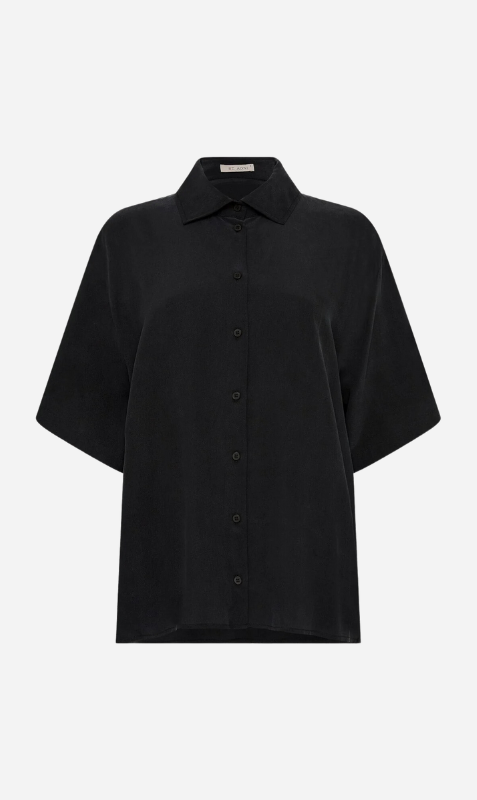 St. Agni | Unisex Silk Shirt - Washed Black