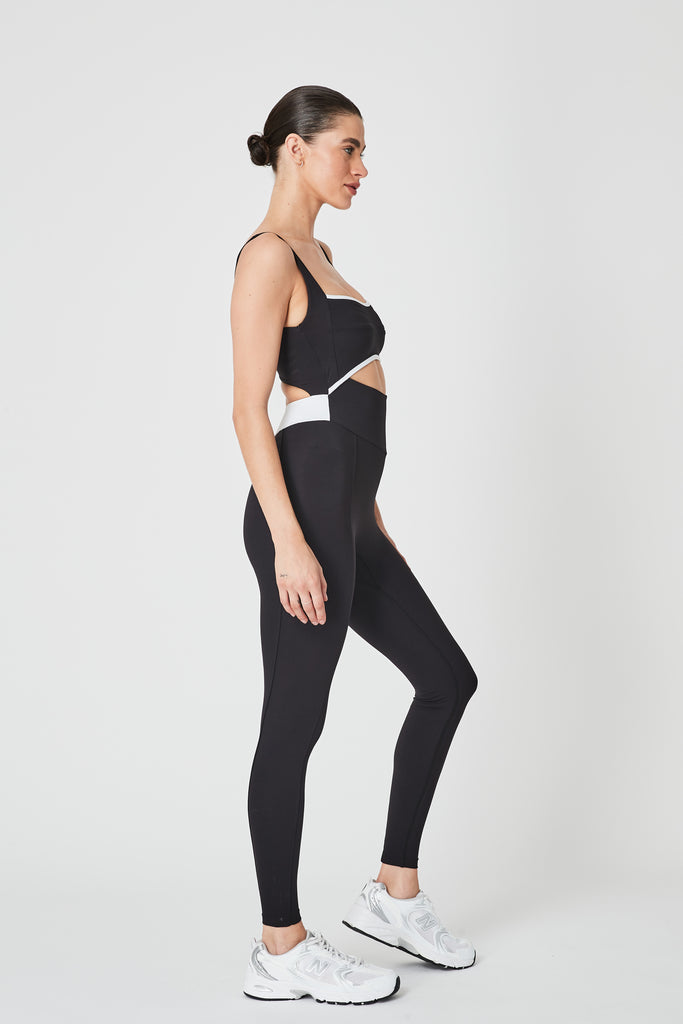 108 Sportif | Capri Cutout Bodysuit - Black/White