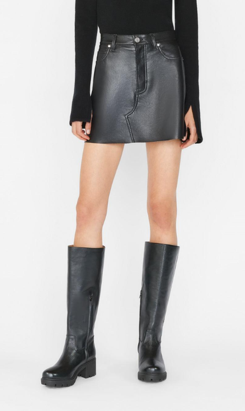 Frame | High 'N' Tight Recycled Leather Skirt - Noir
