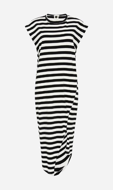 Bassike | Stripe Split Tank Dress - Black/Undyed