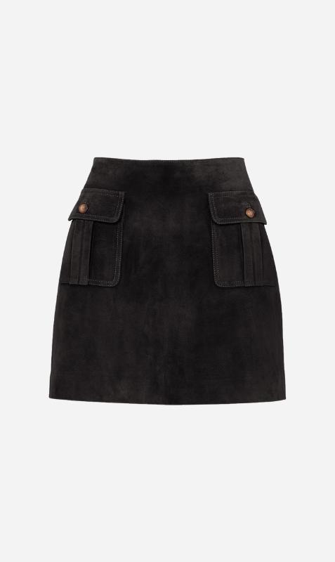 Ducie | Hayla Suede Mini Skirt - Black