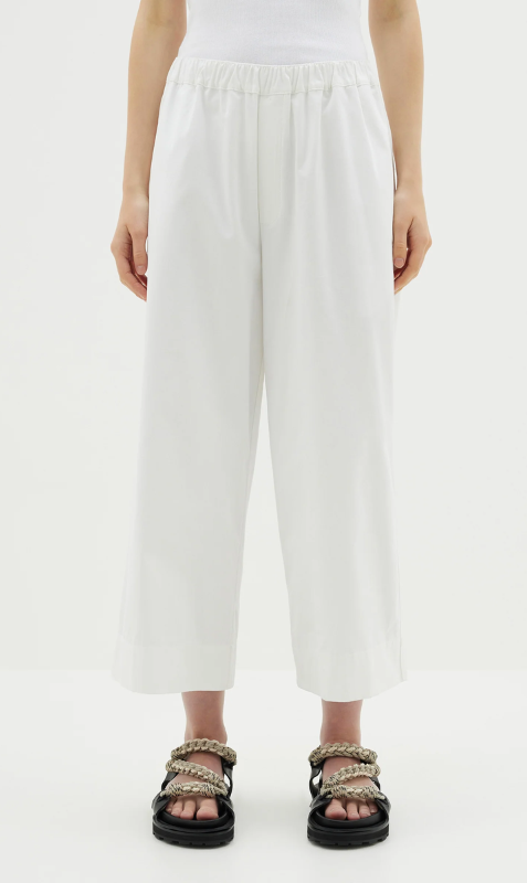 Bassike | Canvas Pull On Wide Leg Pant - White