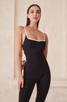108 Sportif | Oceane Sweetheart Neckline Bodysuit - Black/White