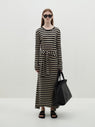 Bassike | Stripe Heritage Paneled L/s Dress - Black/Oat