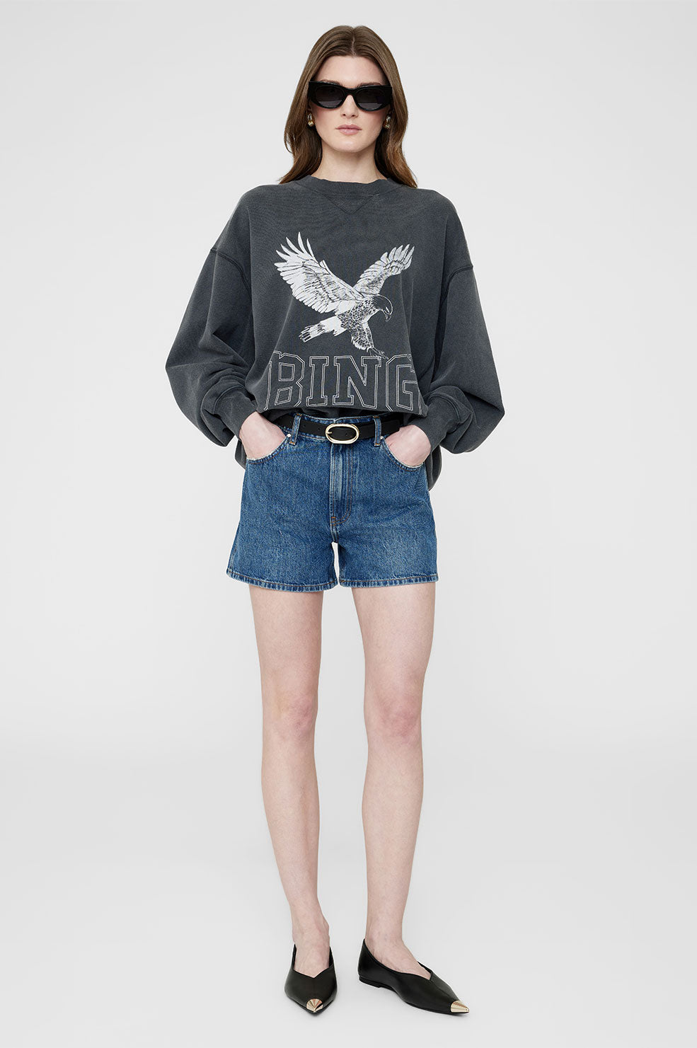 Anine Bing | Alto Sweatshirt Retro Eagle - Washed Black