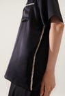 Silk Laundry | Camp Shirt - Blanket Stitch Black