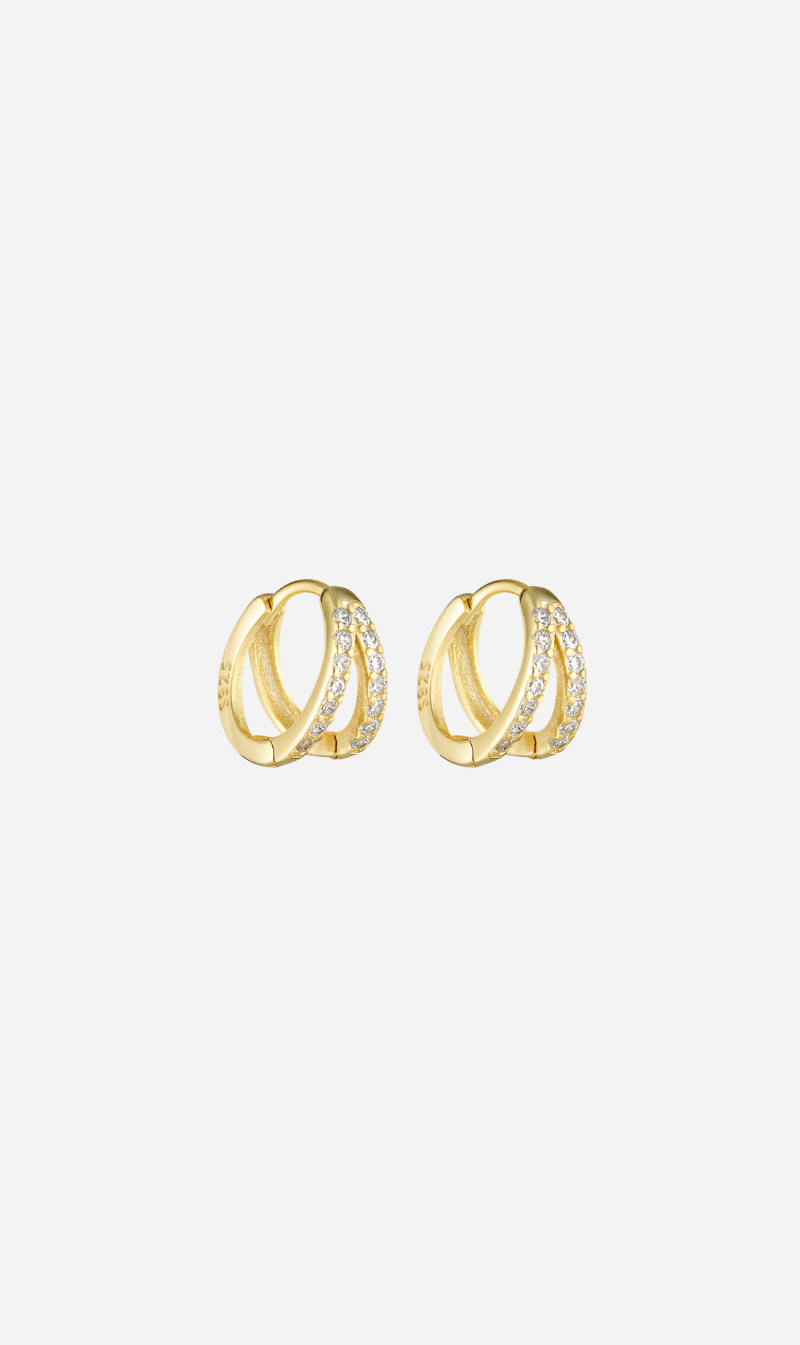 Porter Jewellery | Double Angel Huggies - Gold/Clear