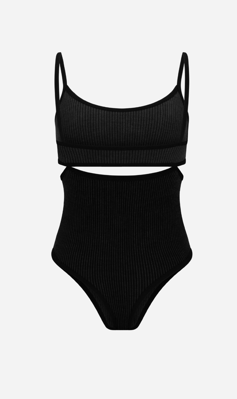 Nagnata | Splice Bodysuit - Black/Dark Charcoal