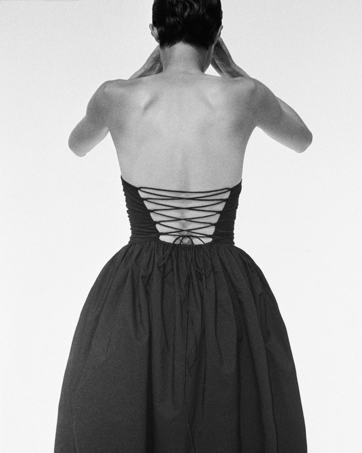 Matteau | Strapless Lace Up Dress - Black