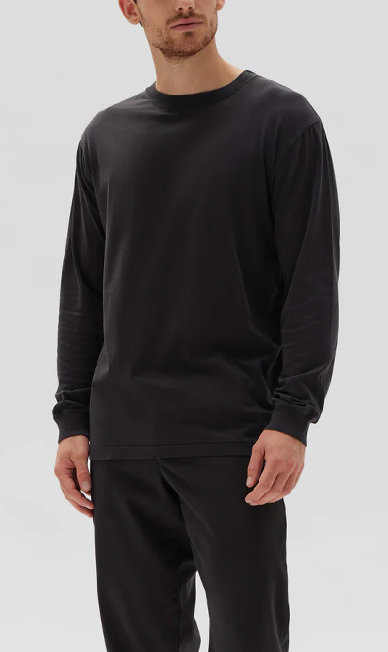 Assembly Label | Kylo Organic Cuffed Long Sleeve Tee - Washed Black
