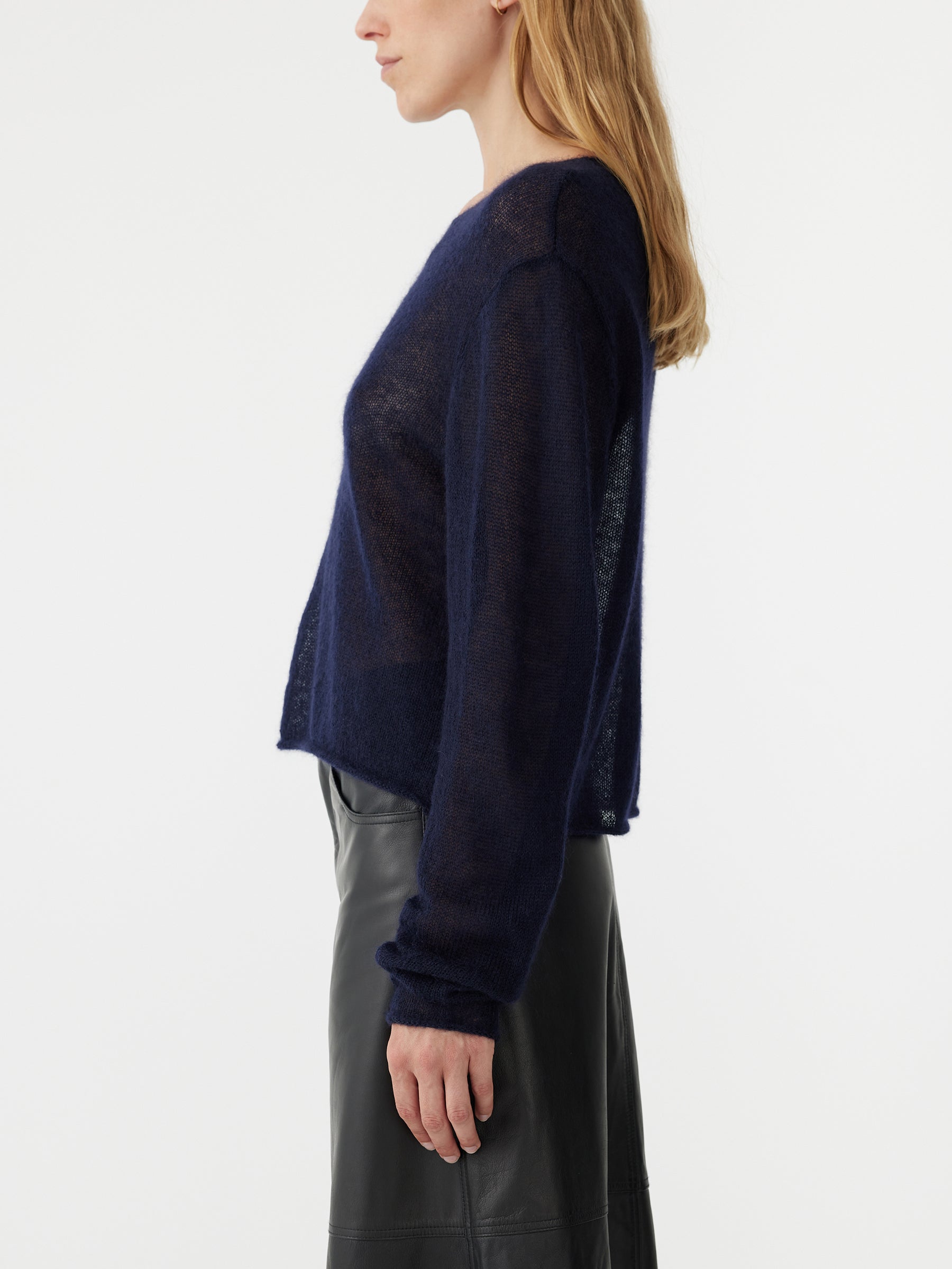 Bassike | Superfine Mohair Cropped Knit - Ink