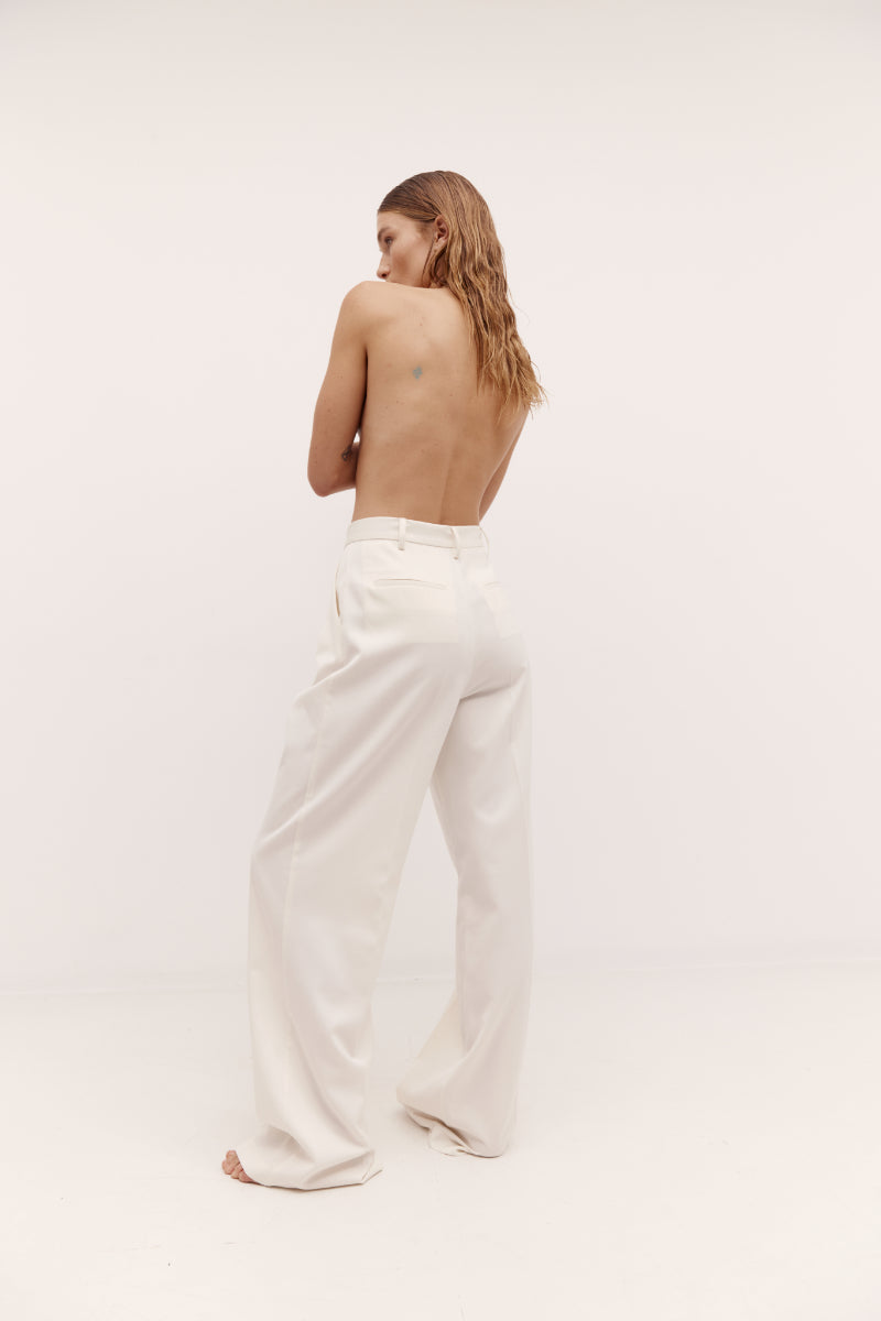 Rebe | Double Pleated Trouser - Ivory