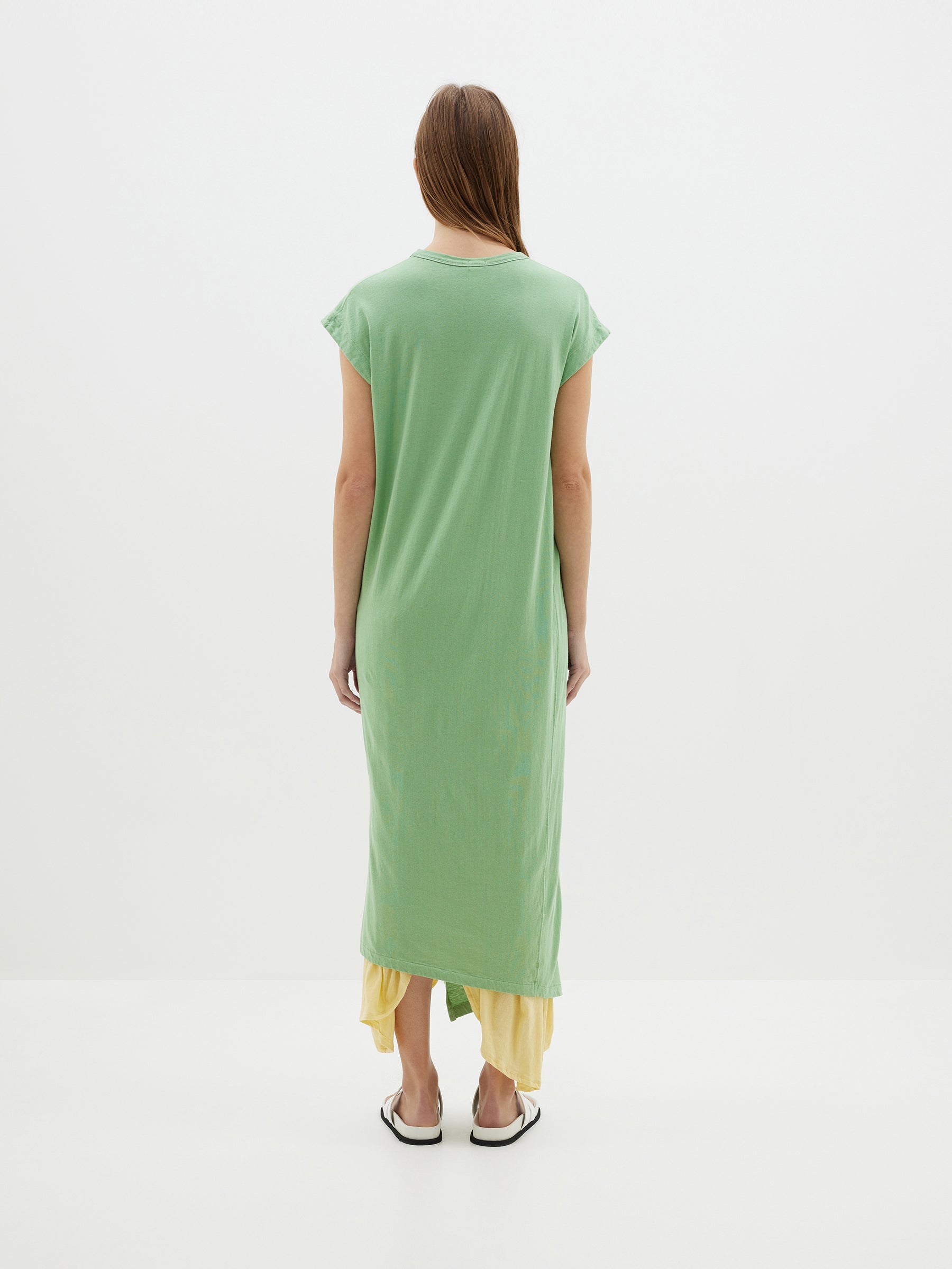 Bassike | Asymmetrical Split Tank Dress - Aspen Green