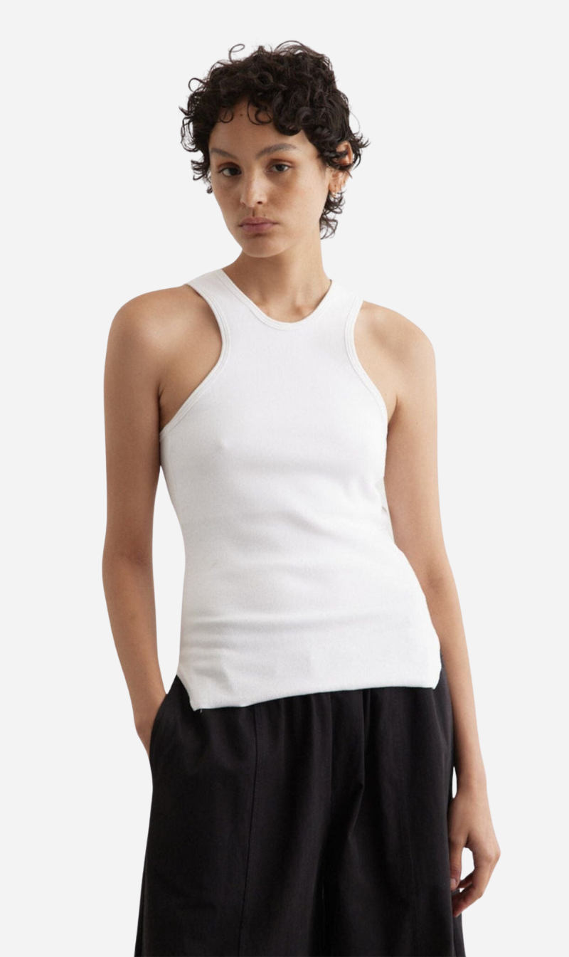 Bassike | Rib Cut Out Athletic Tank - White