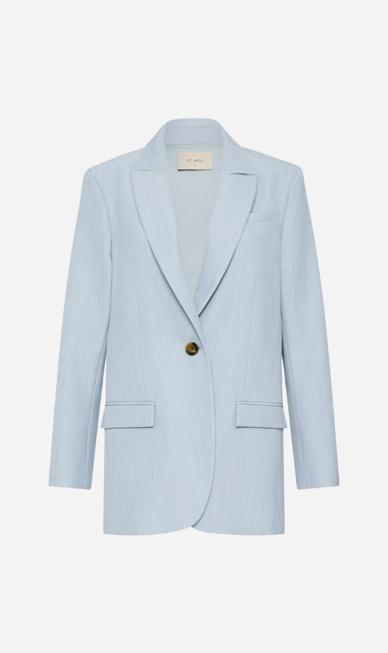 St Agni | Single Button Tailored Blazer - Stone Blue