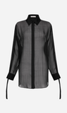 St Agni | Pinstripe Silk Shirt - Black