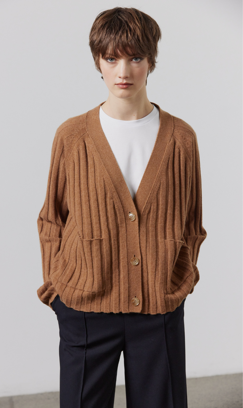 Laing | Lizzie Ribbed Cashmere Cardigan - Tan