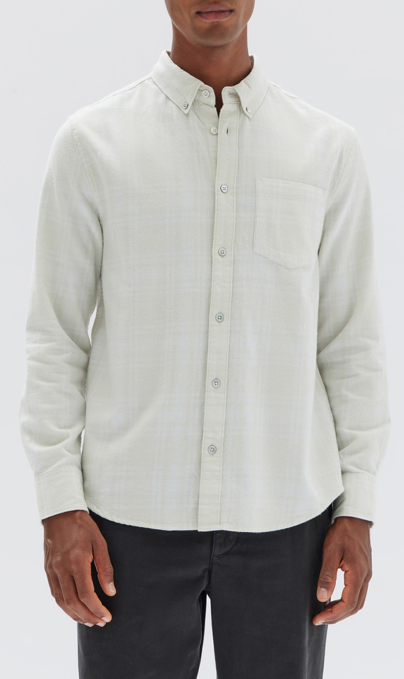 Assembly Label | Tanner Brushed Check Long Sleeve Shirt - Limestone Check