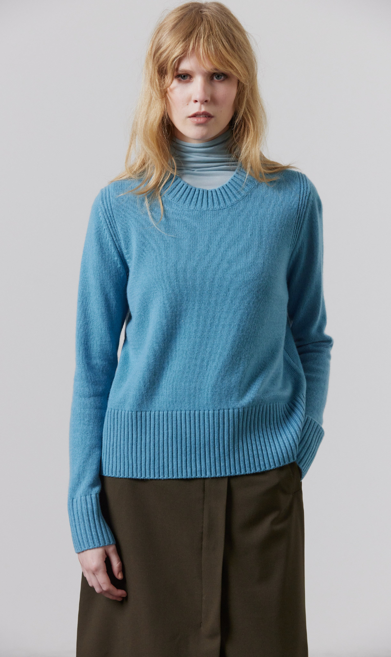 Laing | Chunky Cashmere Crew - Cerulean