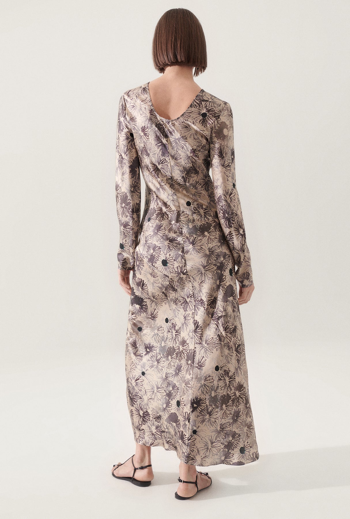 Silk Laundry | Full Sleeve Bias Dress - Aster Floral