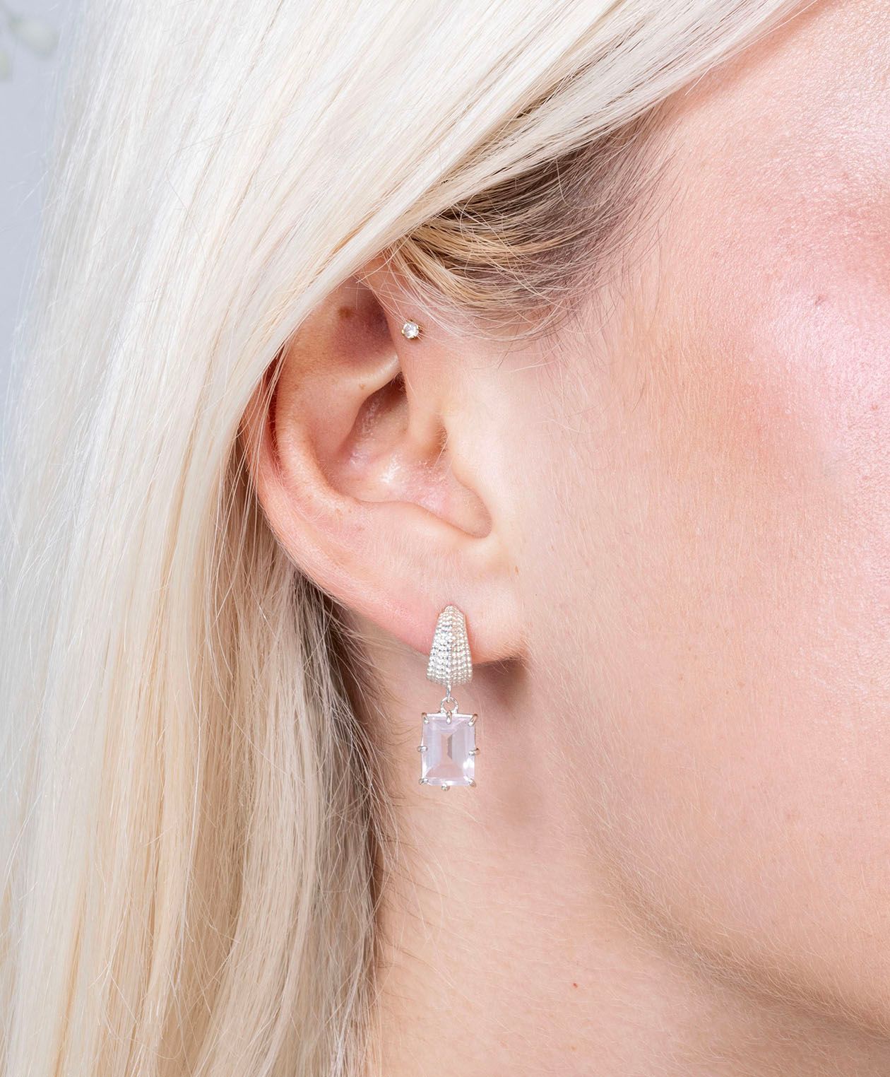 Zoe & Morgan | Blossom Earrings - Silver Rose Quartz