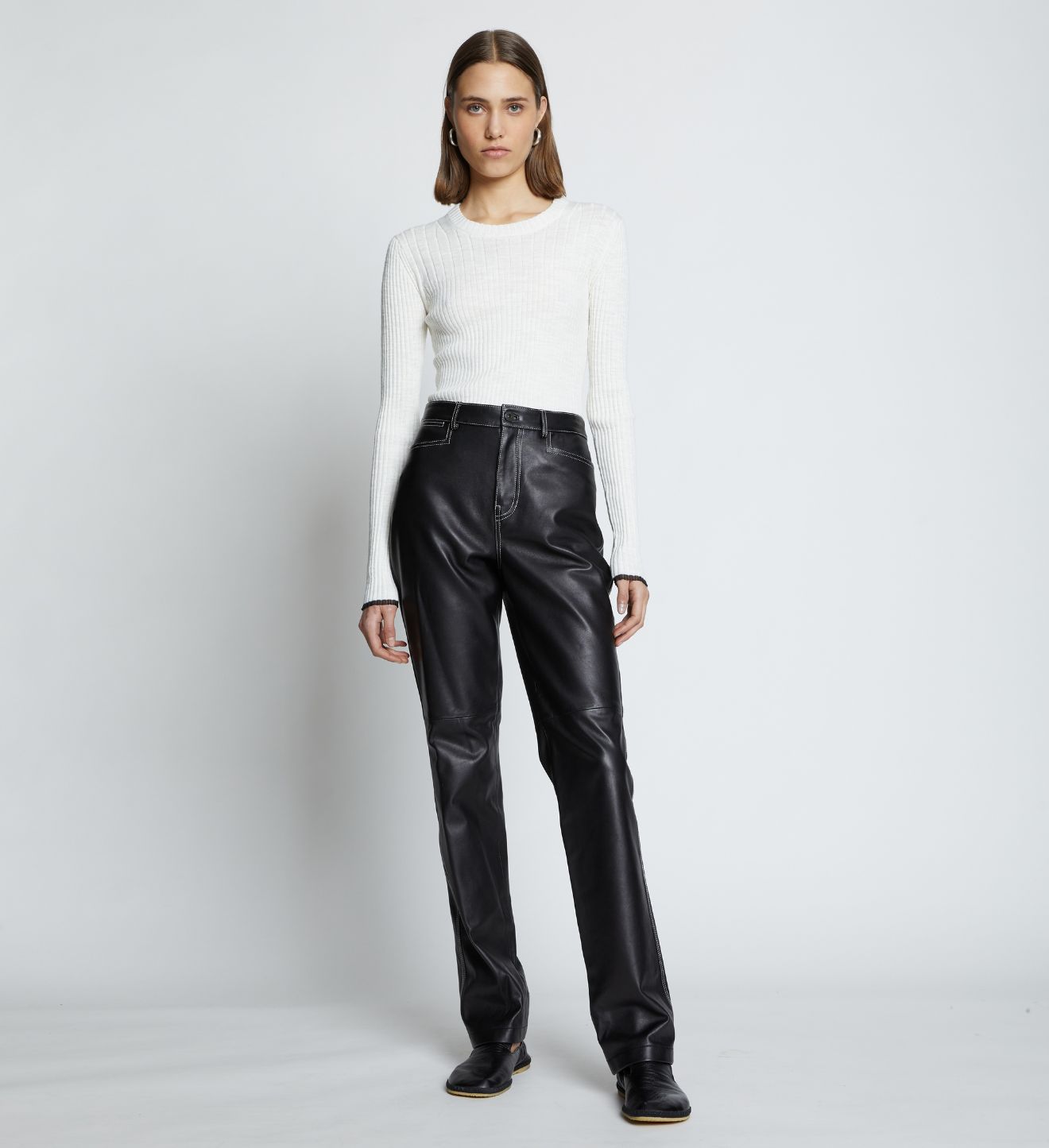 Proenza Schouler White Label | Leather Straight Pant - Black