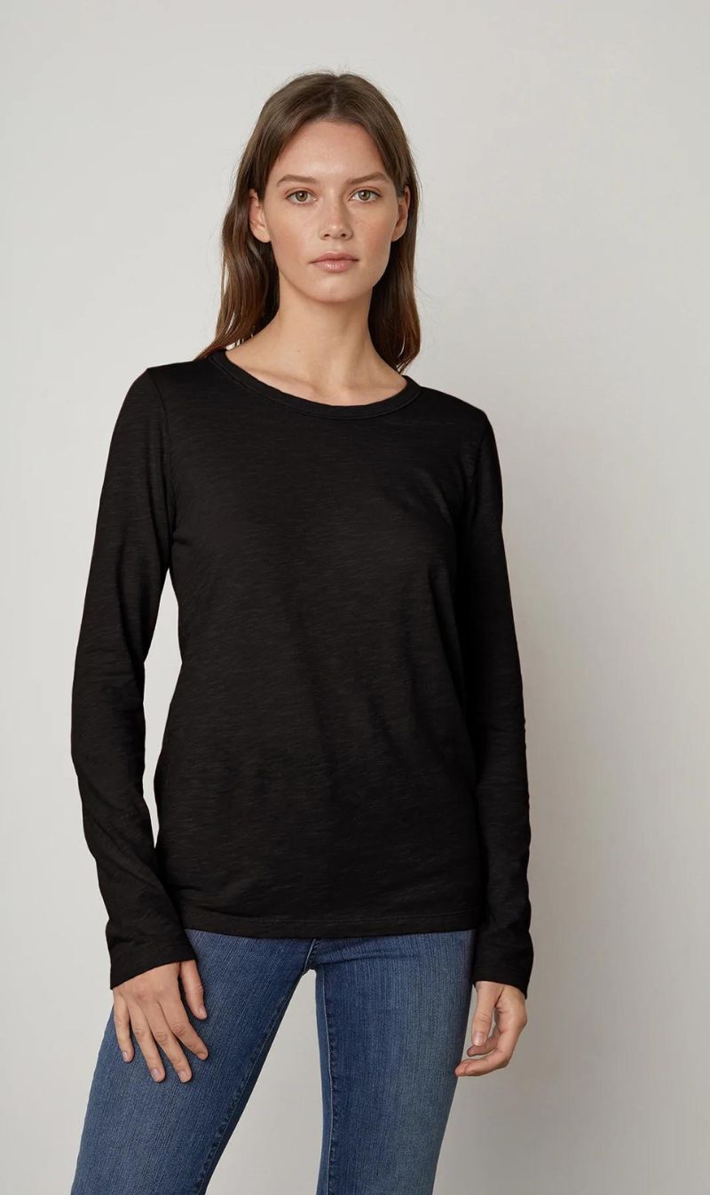 Velvet | Lizzie Long Sleeve T Shirt - Black