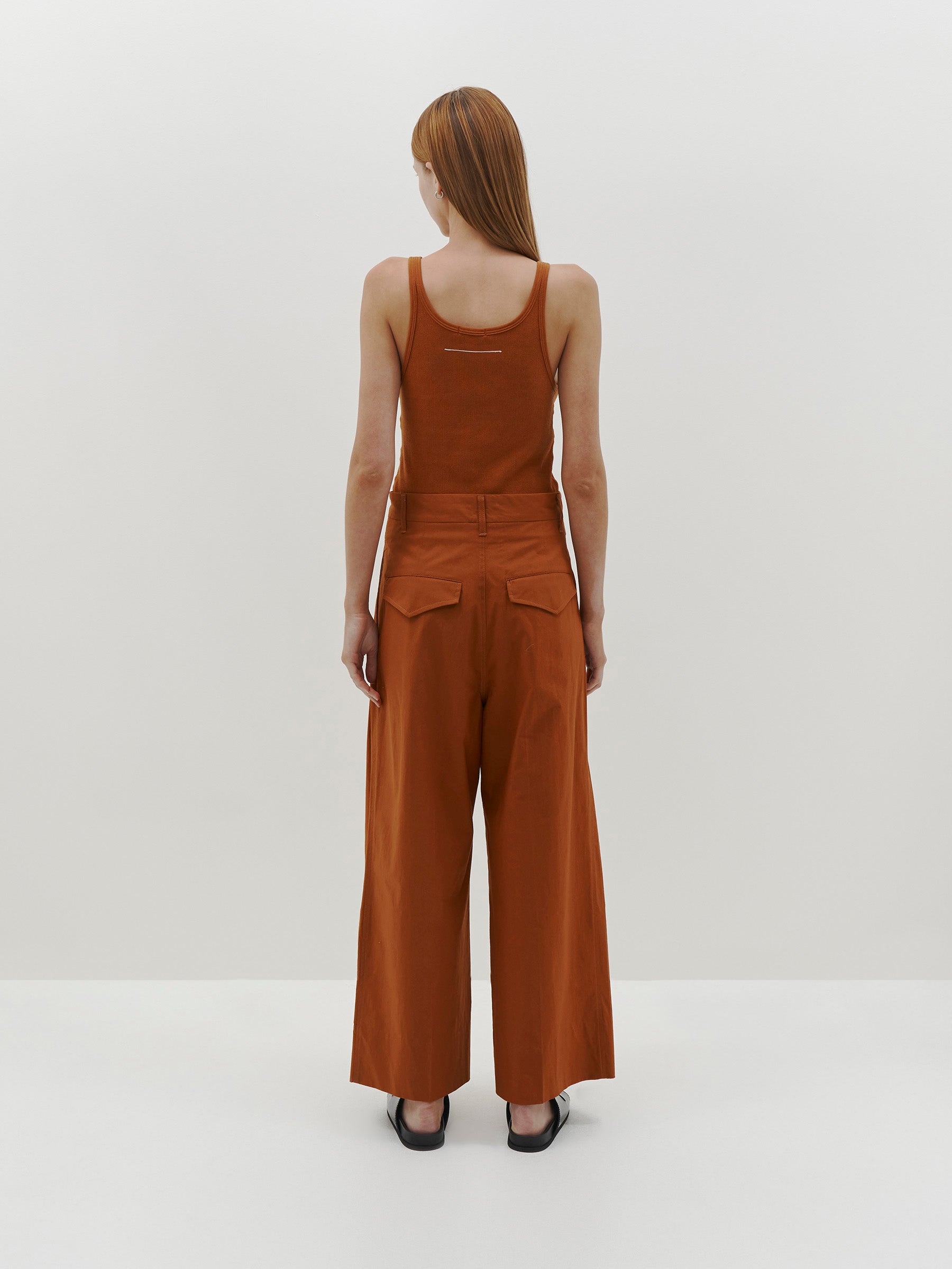 Bassike | Relaxed Pleat Front Pant - Orange Rust
