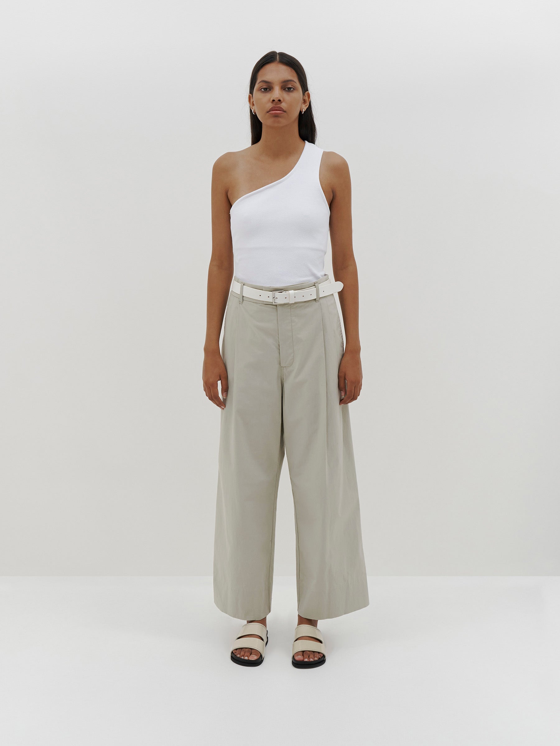 Bassike | Relaxed Pleat Front Pant - Agate Grey