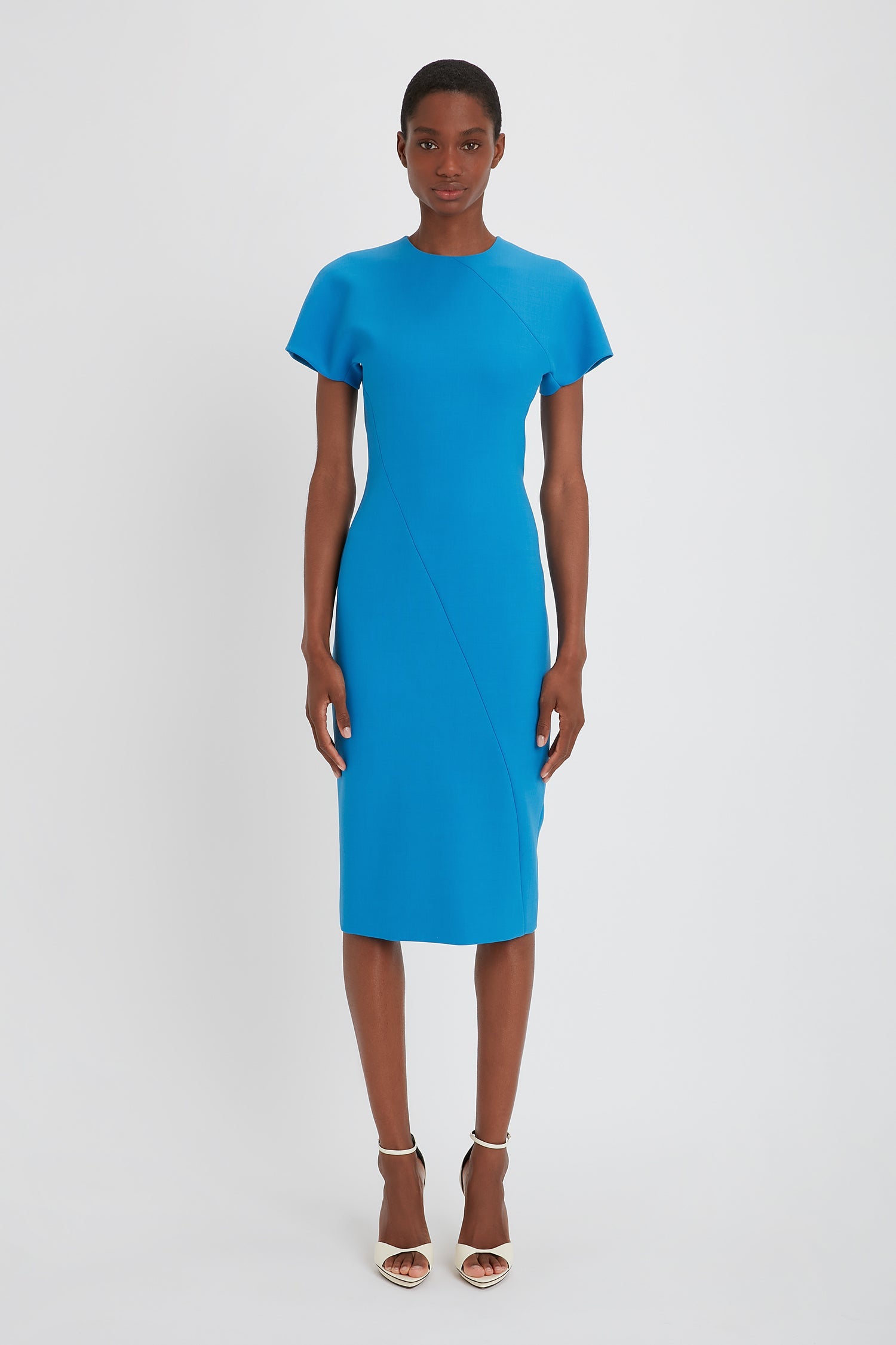 Victoria Beckham | Spiral Seam T.Shirt Fitted Dress - Sky Blue