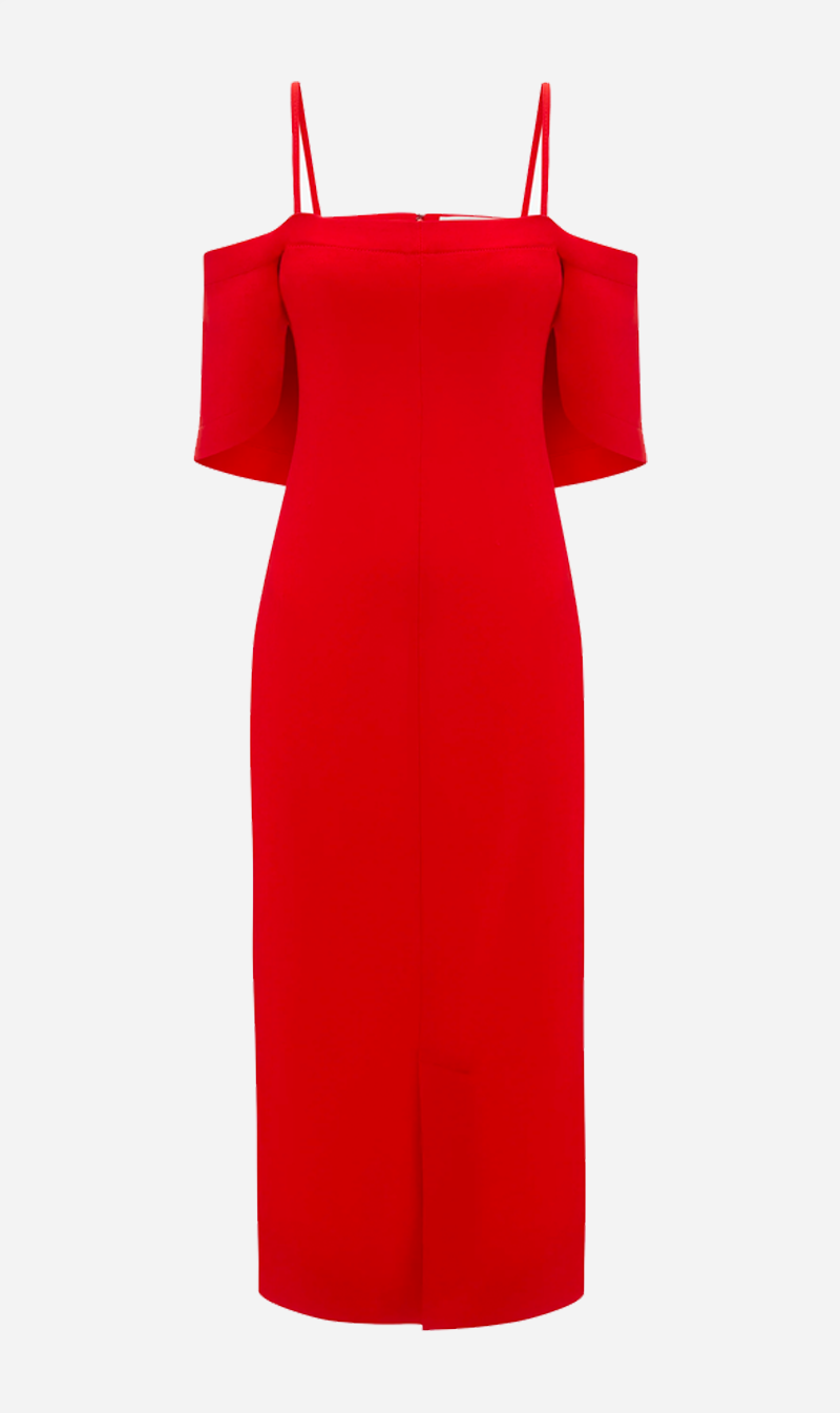 Victoria Beckham | Off-Shoulder Bandeau Dress - Tomato
