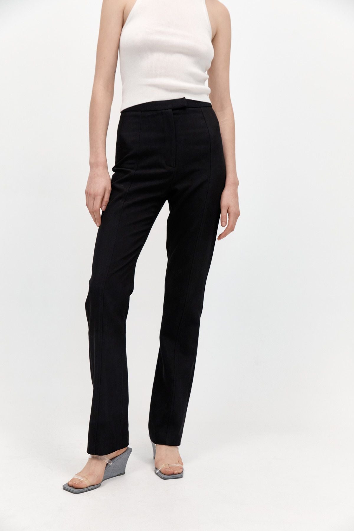 St Agni | Slim Panelled Trousers - Black