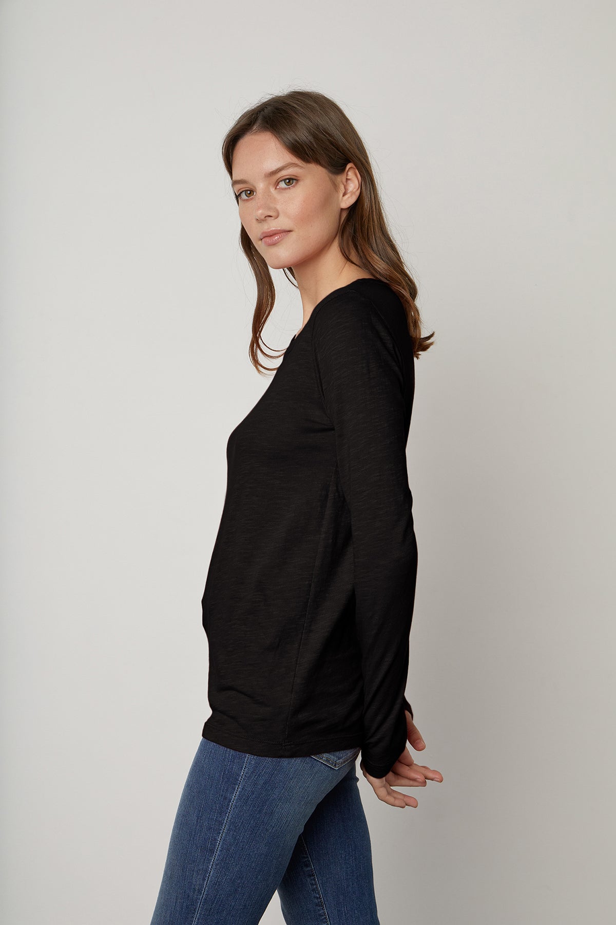 Velvet | Lizzie Long Sleeve T Shirt - Black