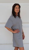 Bassike | Reverse Double Jersey Boxy Short Sleeve Dress - Dove Grey