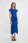 Victoria Beckham | Sleeveless Rouched Jersey Dress - Royal Blue
