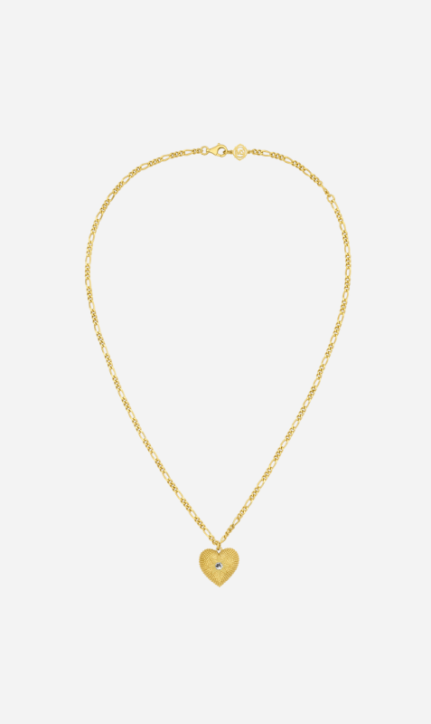 Zoe & Morgan | Brave Heart Necklace - Gold/Aquamarine