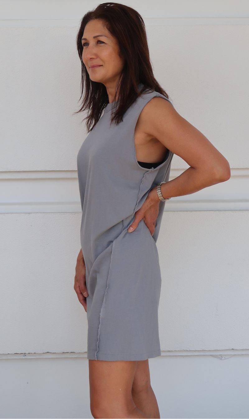 Bassike | Slouch Reverse Tank Dress - Dove Grey