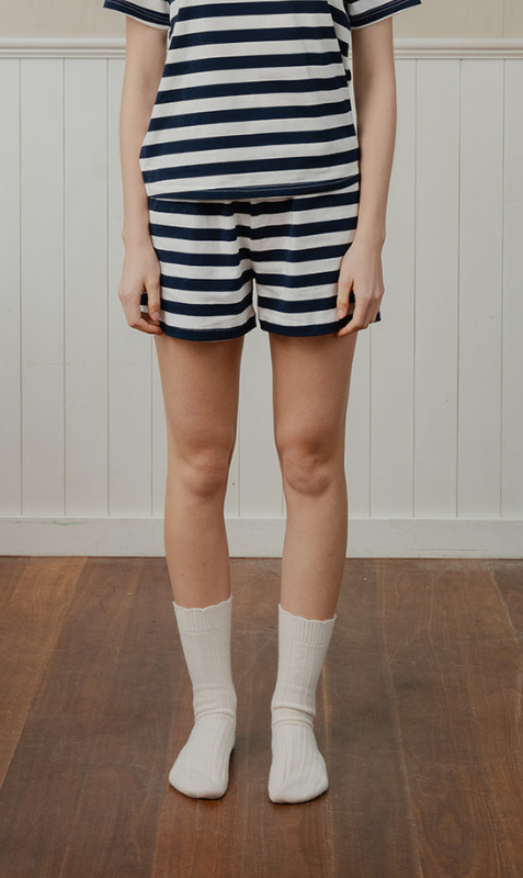 Caitlin Crisp | Lounge Shorts - Navy Stripe