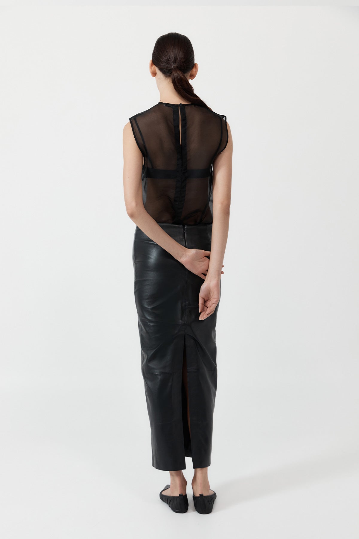 St. Agni | Leather Column Skirt - Black