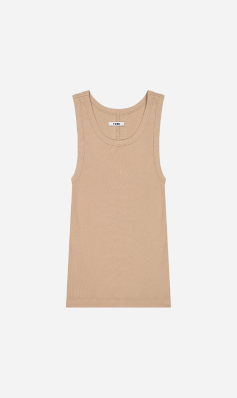 Rebe | Ribbed Tank Top - Taupe