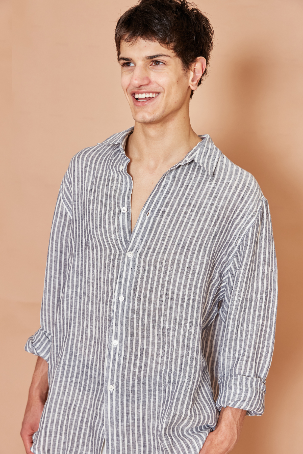 Kore Studios | Amalfi Linen Shirt - Navy Stripe
