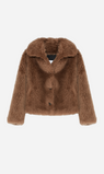 Yves Salomon | Jacket 55cm Woven Wool Toscana Effect - Marron Glace