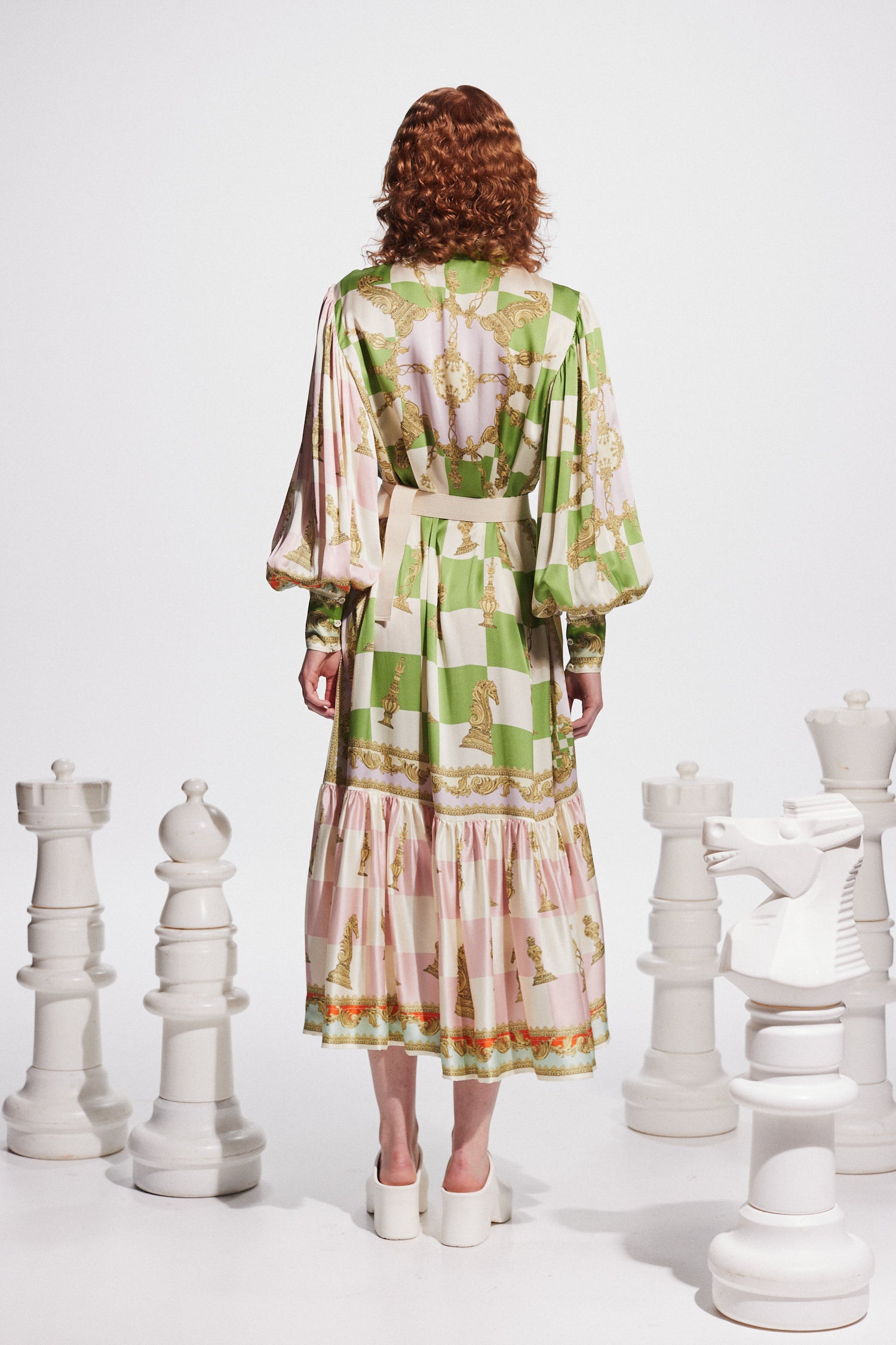 ALEMAIS | Checkmate Silk Shirtdress - Print