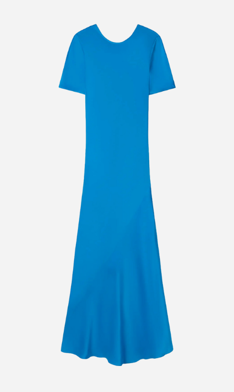 Silk Laundry | Short Sleeve Bias Dress - Coast Blue