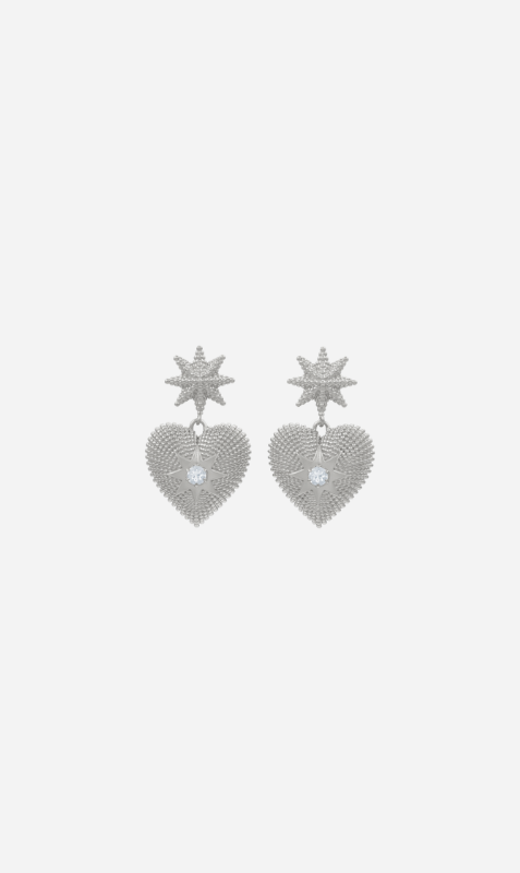 Zoe & Morgan | Brave Heart Earrings - Silver/Aquamarine