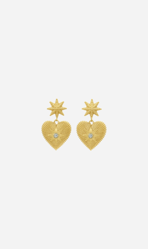 Zoe & Morgan | Brave Heart Earrings - Gold/Aquamarine