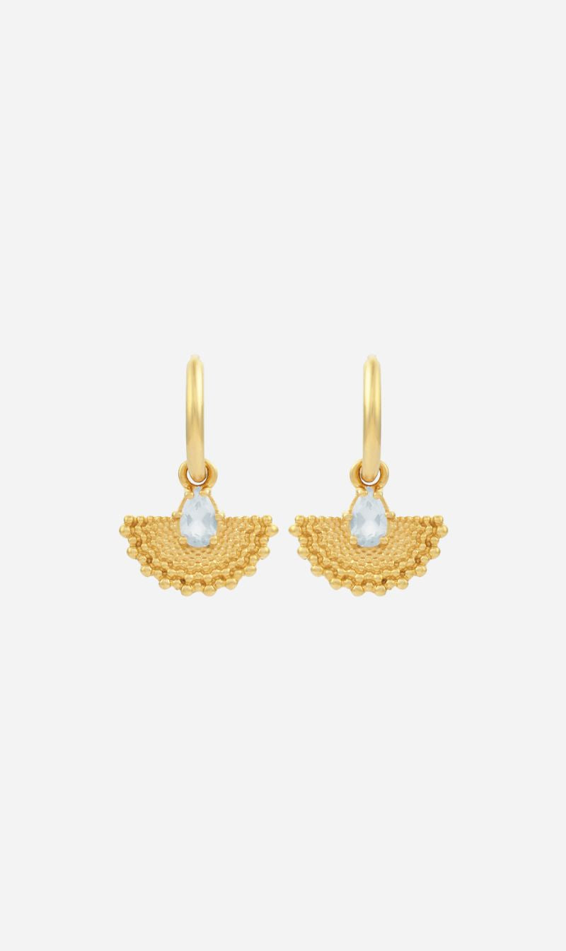 Zoe & Morgan | Petal Earrings - Gold/Aquamarine