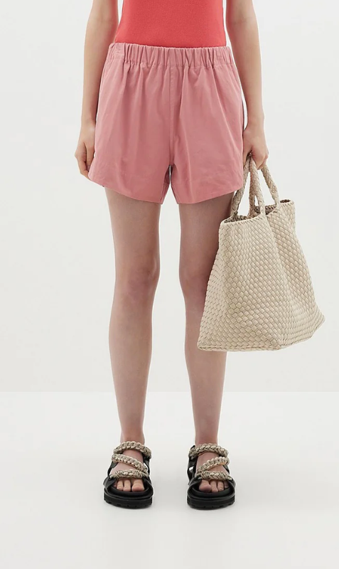 Bassike | Canvas Flared Short - Pink Pomelo